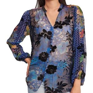 Johnny Was Lanai Burnout Lydia Blouse NWT